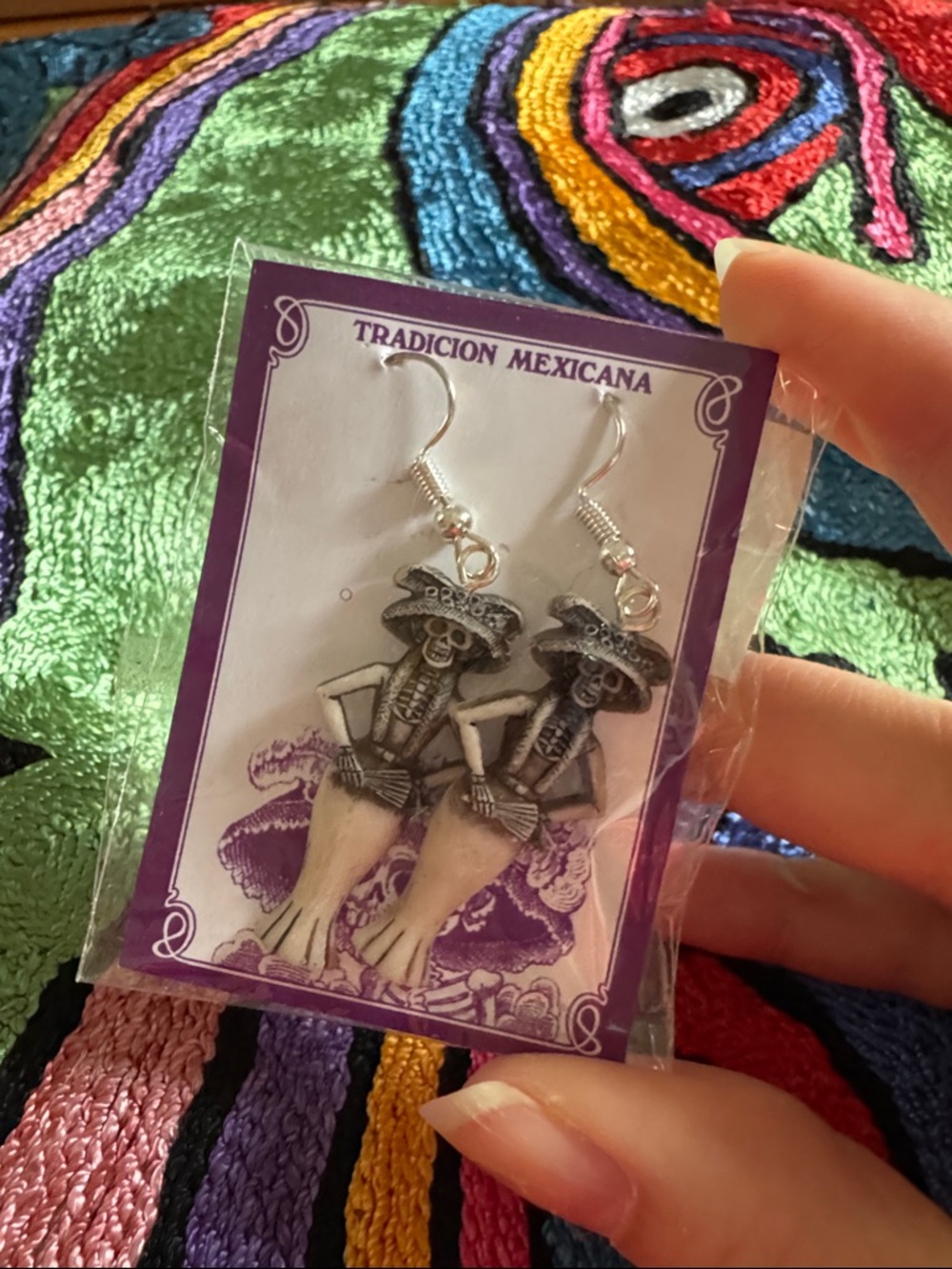 Silver & Ivory Day of the Dead Skeleton Dangle Earrings